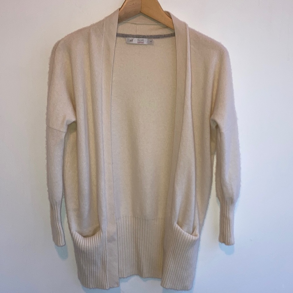 Raffi cashmere cardigan open 3/4 Sleeve XSmall